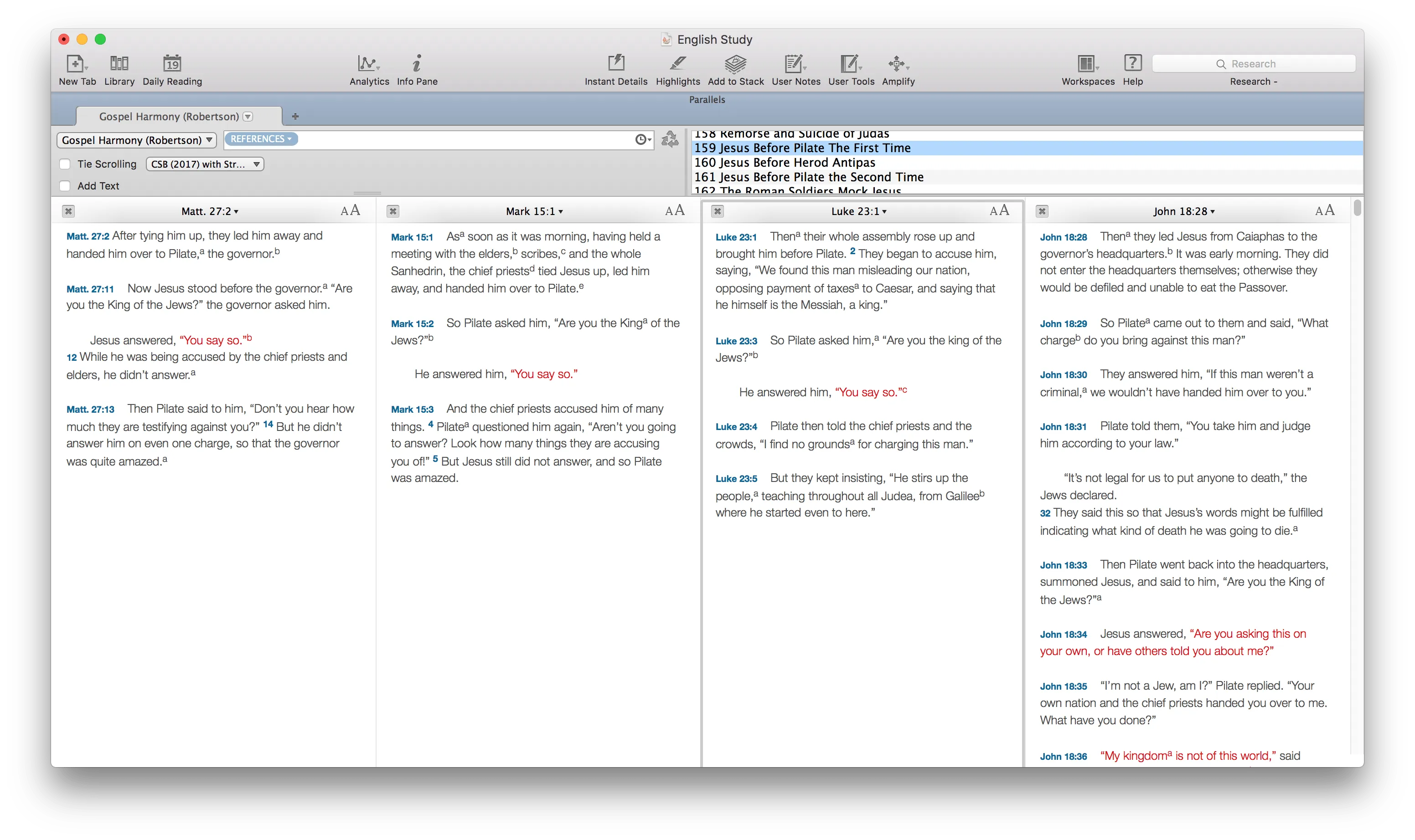 Gospel Harmonies in Accordance Bible Software