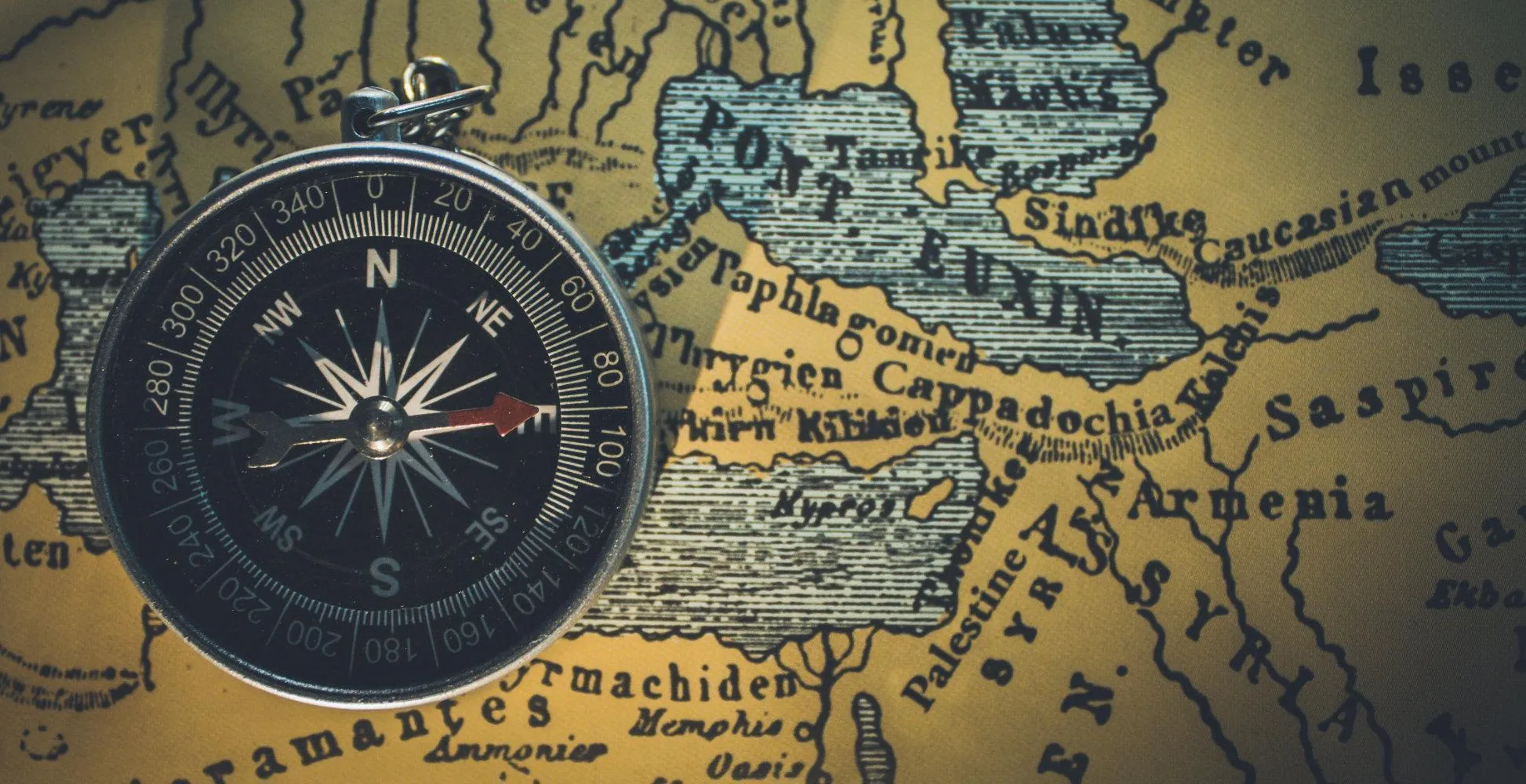 Illustrated Bible map showing ancient lands and biblical cities