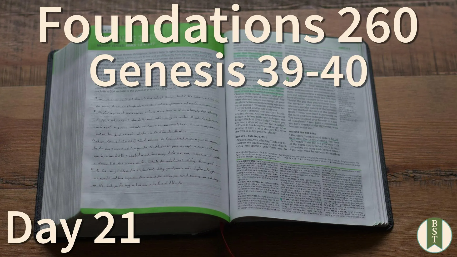 F260 Bible reading plan graphic for Day 21: Genesis 39-40