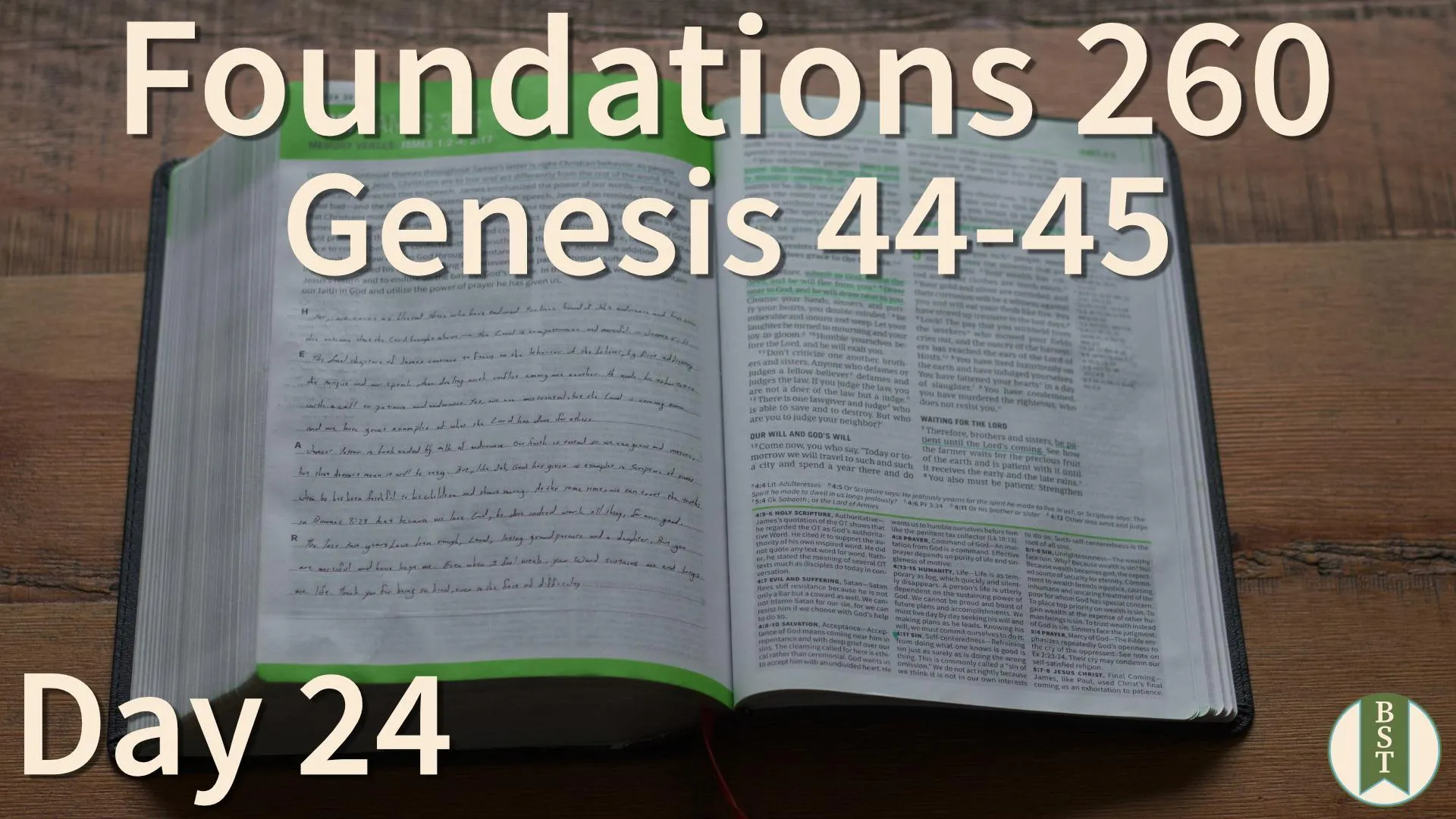 F260 Bible reading plan graphic for Day 24: Genesis 44-45