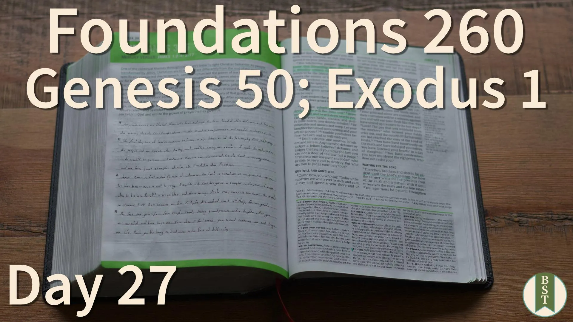 F260 Bible reading plan graphic for Day 27: Genesis 50 – Exodus 1