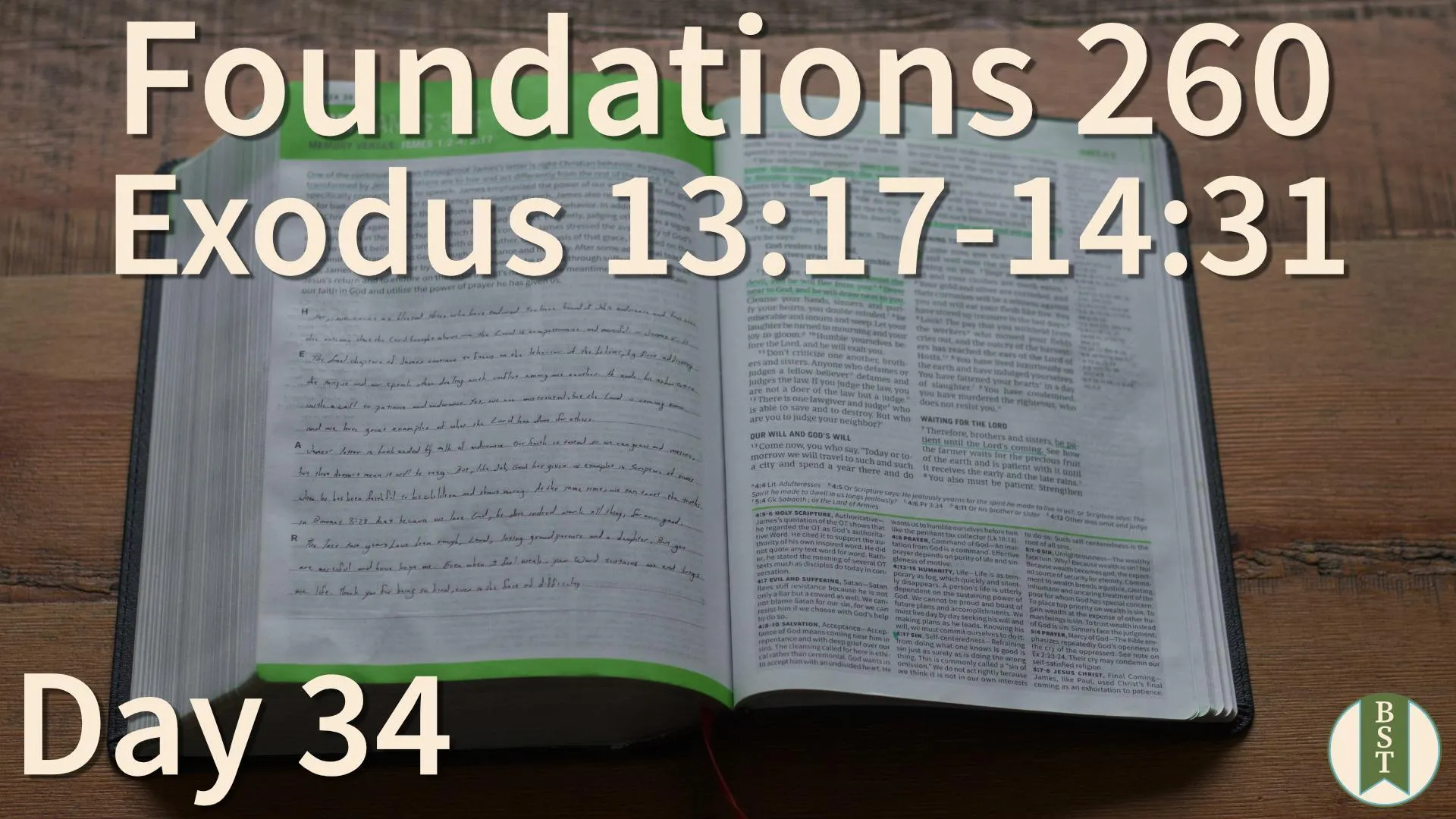 F260 Bible reading plan graphic for Day 34: Exodus 13:17-14:31