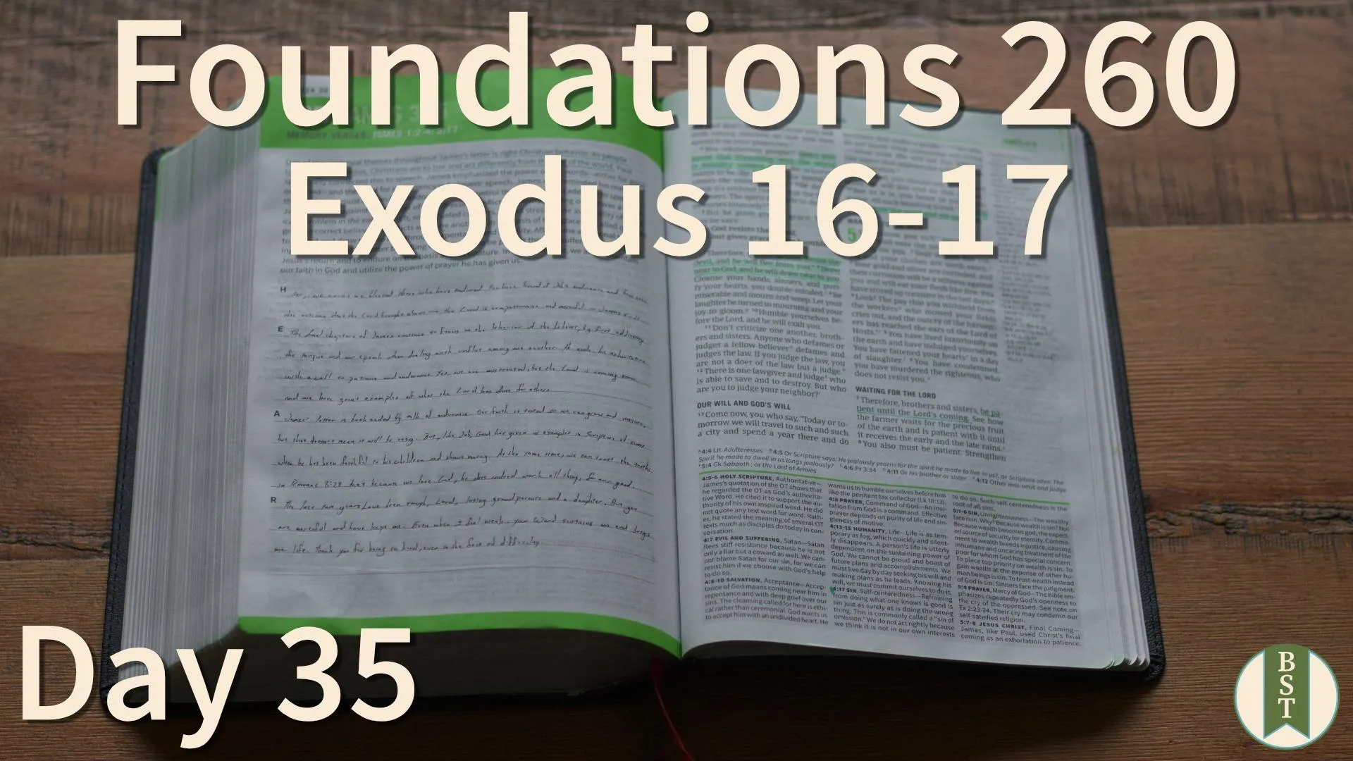 F260 Bible reading plan graphic for Day 35: Exodus 16-17