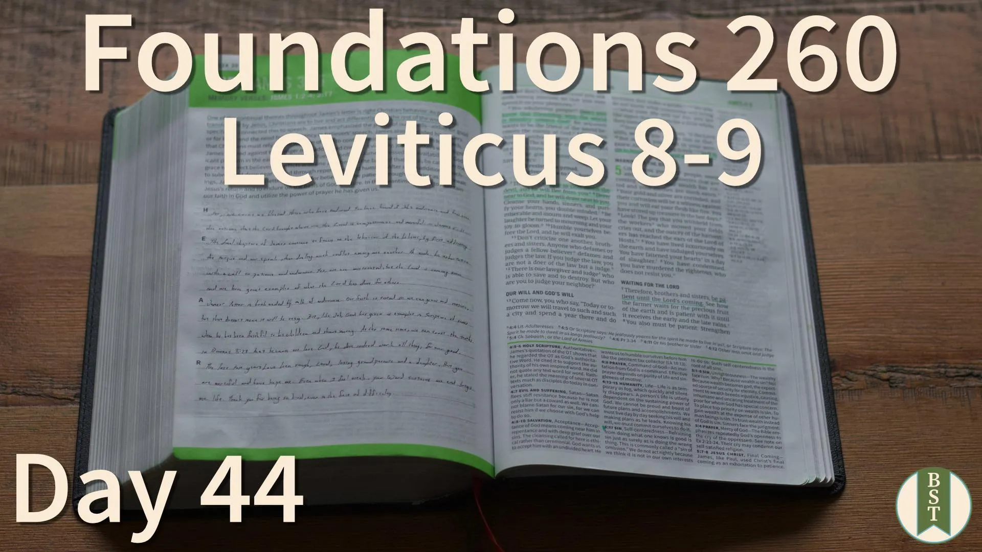 F260 Bible reading plan graphic for Day 44: Leviticus 8-9