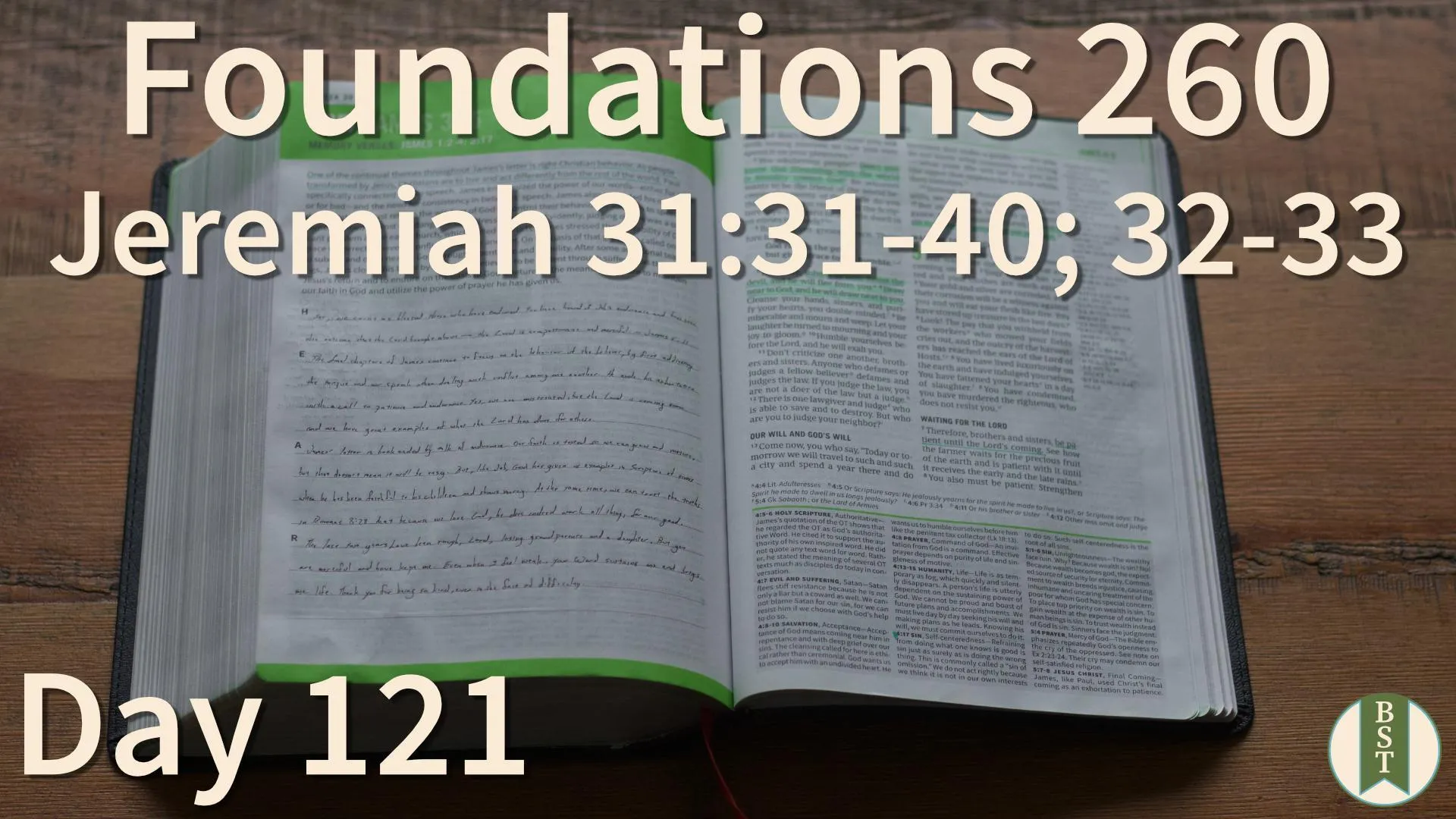 F260 Bible reading plan graphic for Day 121: Jeremiah 31:31-40; 32-33