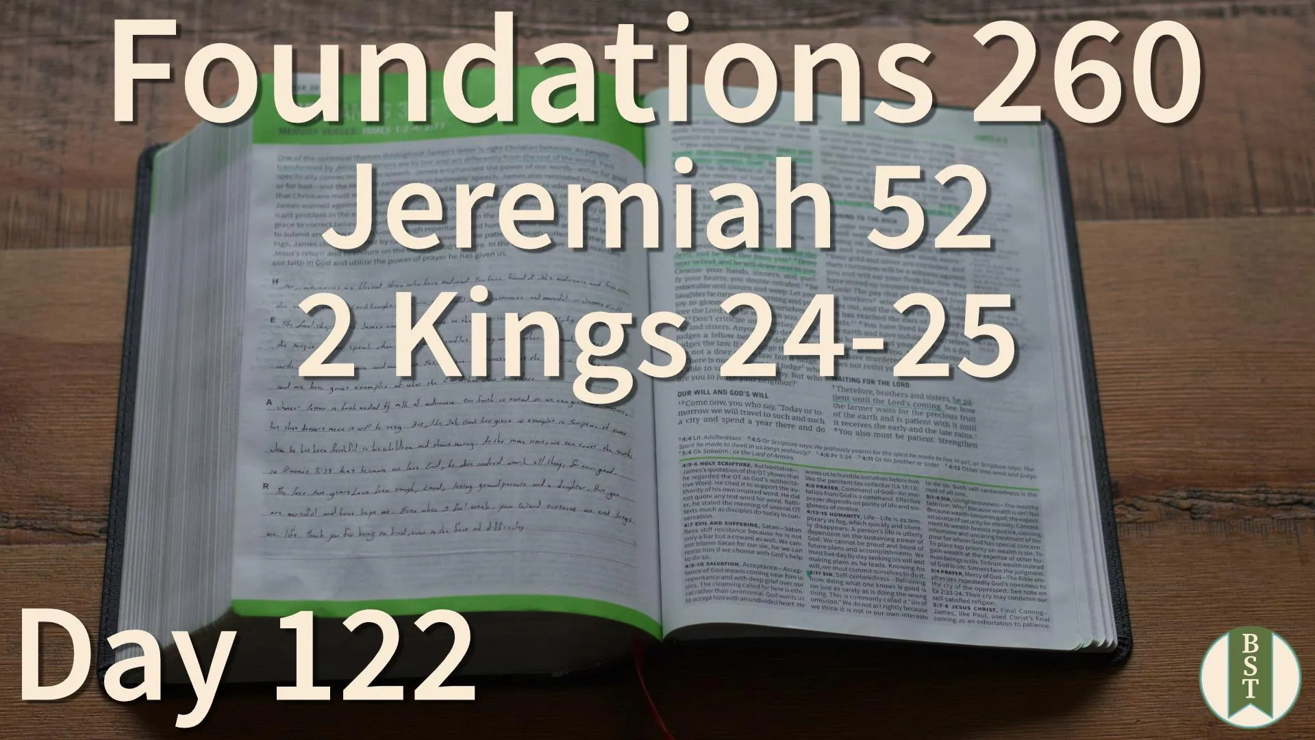 F260 Bible reading plan graphic for Day 122: Jeremiah 52; 2 Kings 24-25
