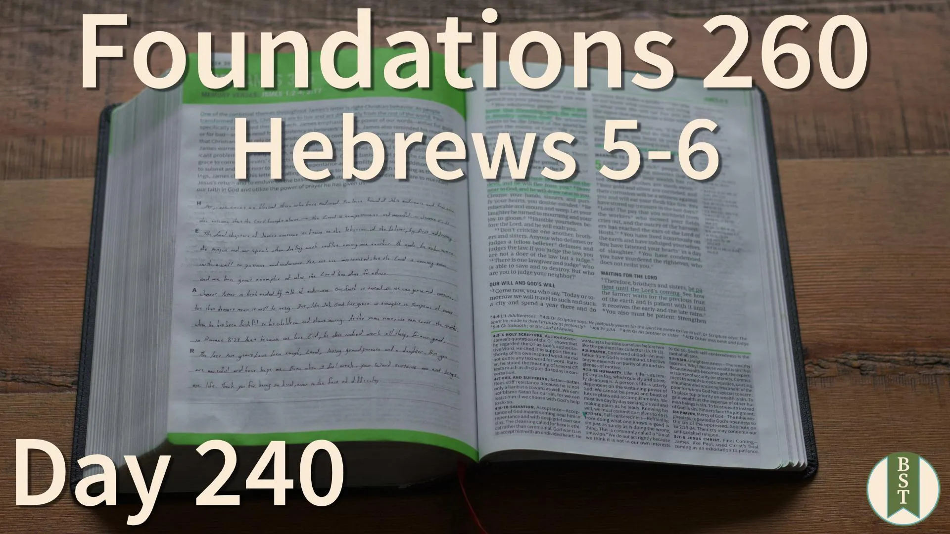 F260 Bible reading plan graphic for Day 240: Hebrews 5-6