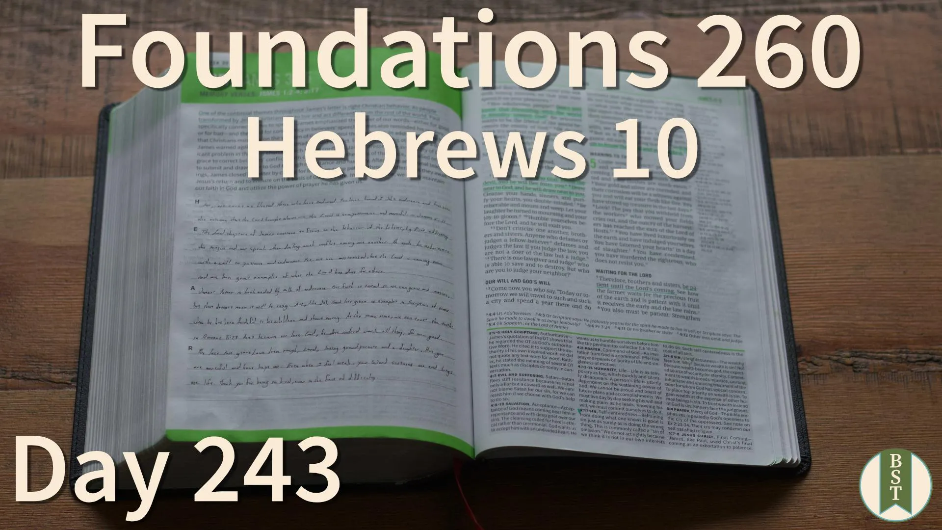 F260 Bible reading plan graphic for Day 243: Hebrews 10