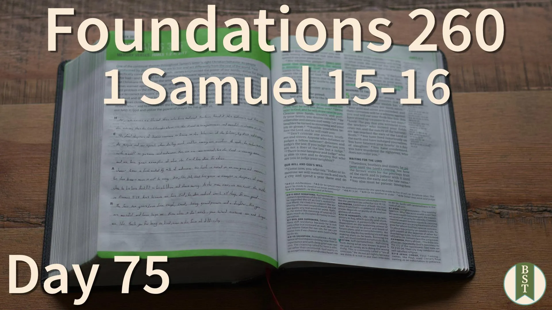 F260 Bible reading plan graphic for Day 75: 1 Samuel 15-16