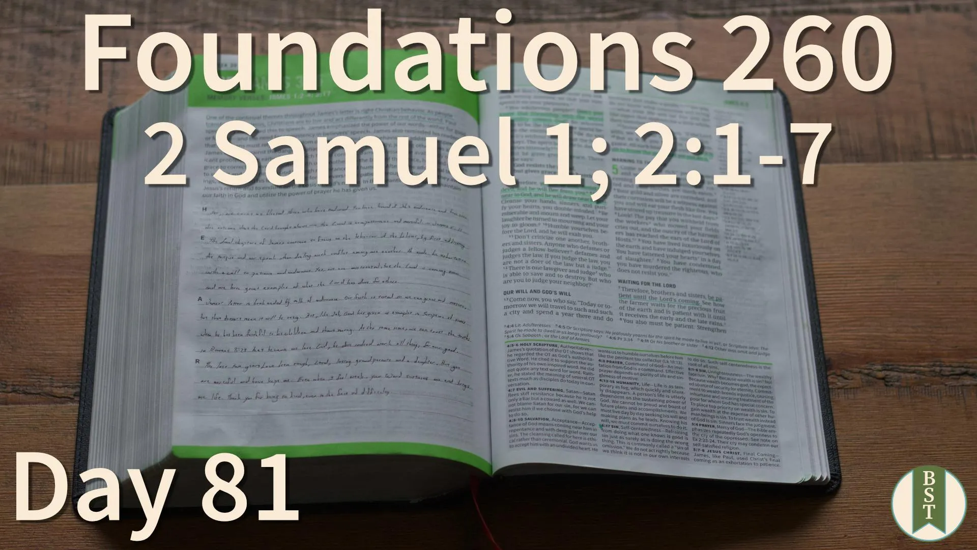 F260 Bible reading plan graphic for Day 81: 2 Samuel 1; 2:1-7
