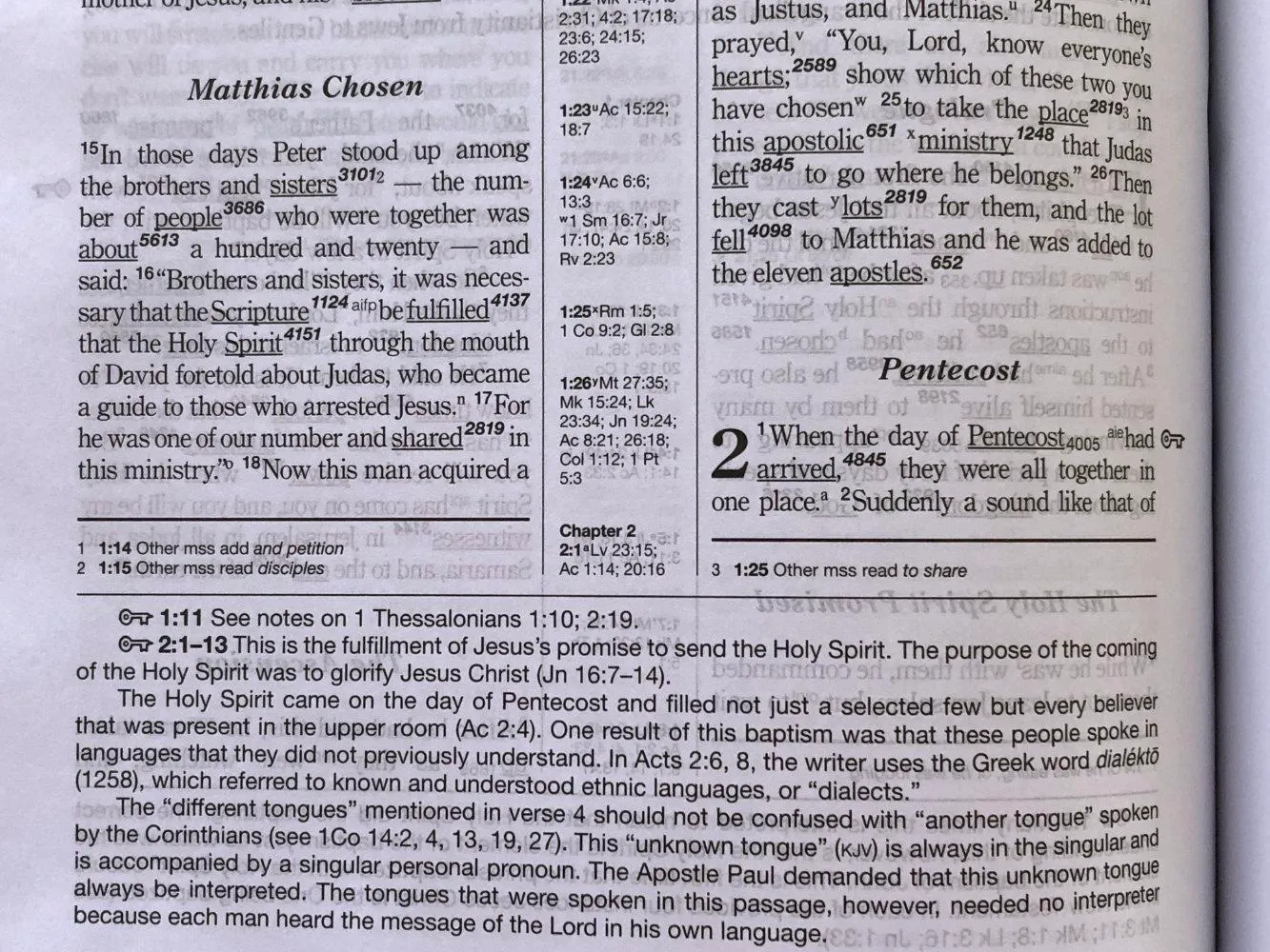 Hebrew-Greek Key Word Study Bible opened to its word study notes