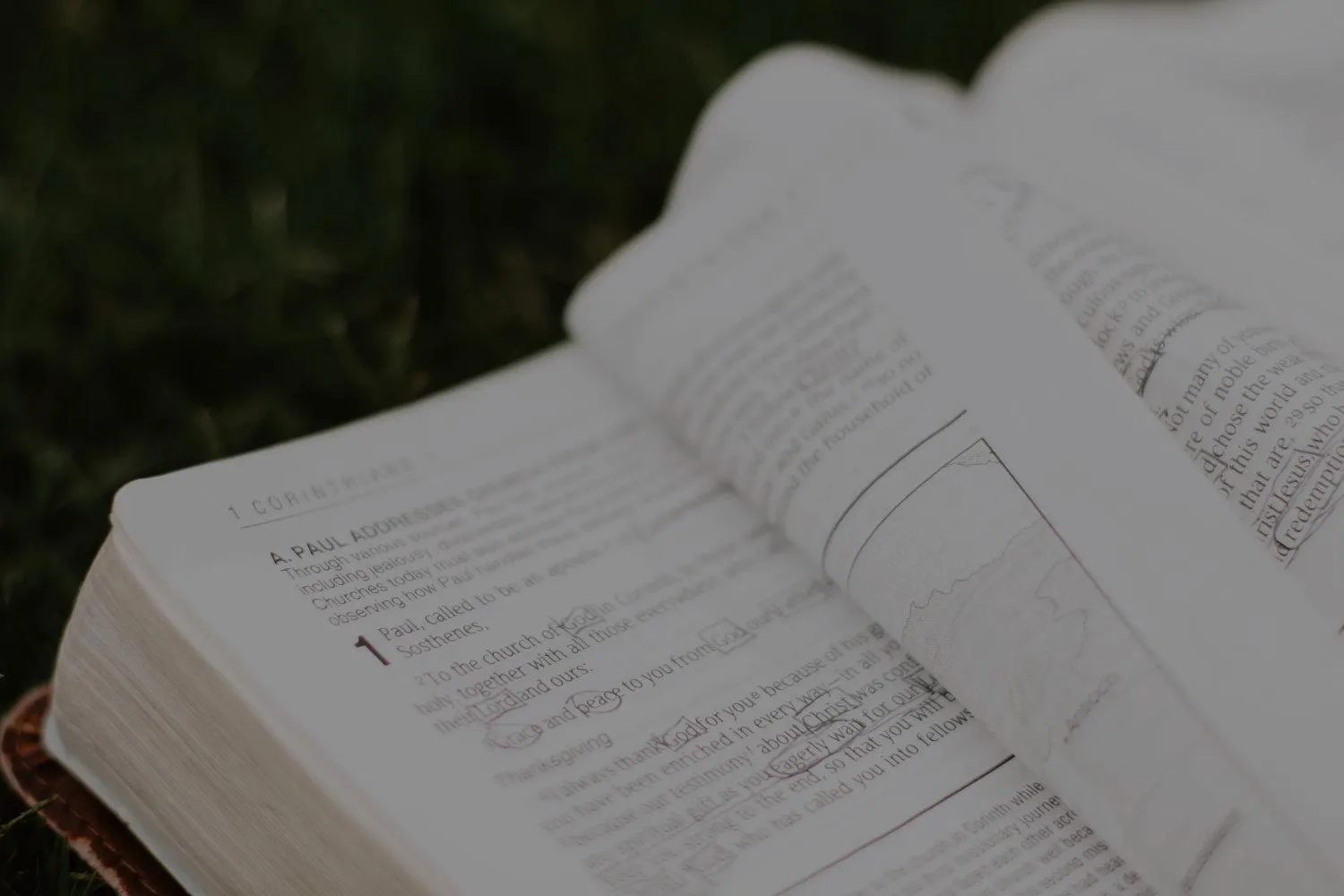 Physical Bible with worn pages next to a smartphone