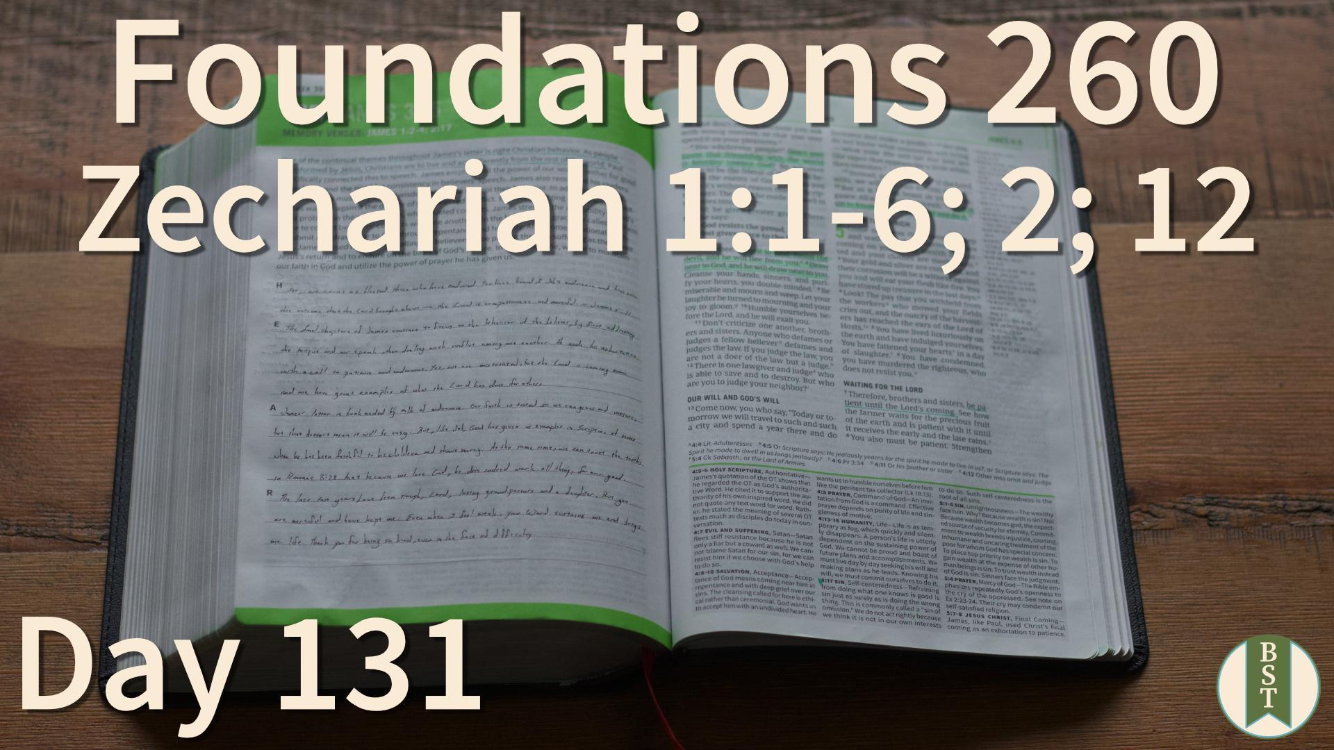 F260 Day 131: Zechariah 1:1-6; 2; 12