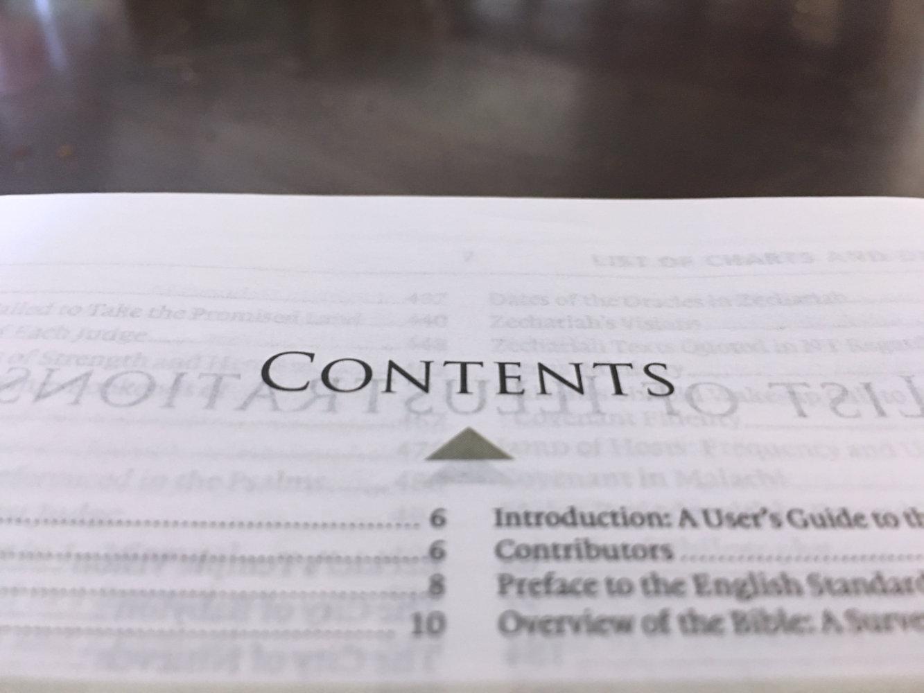 Table of Contents: Discover Your Bible’s Hidden Features
