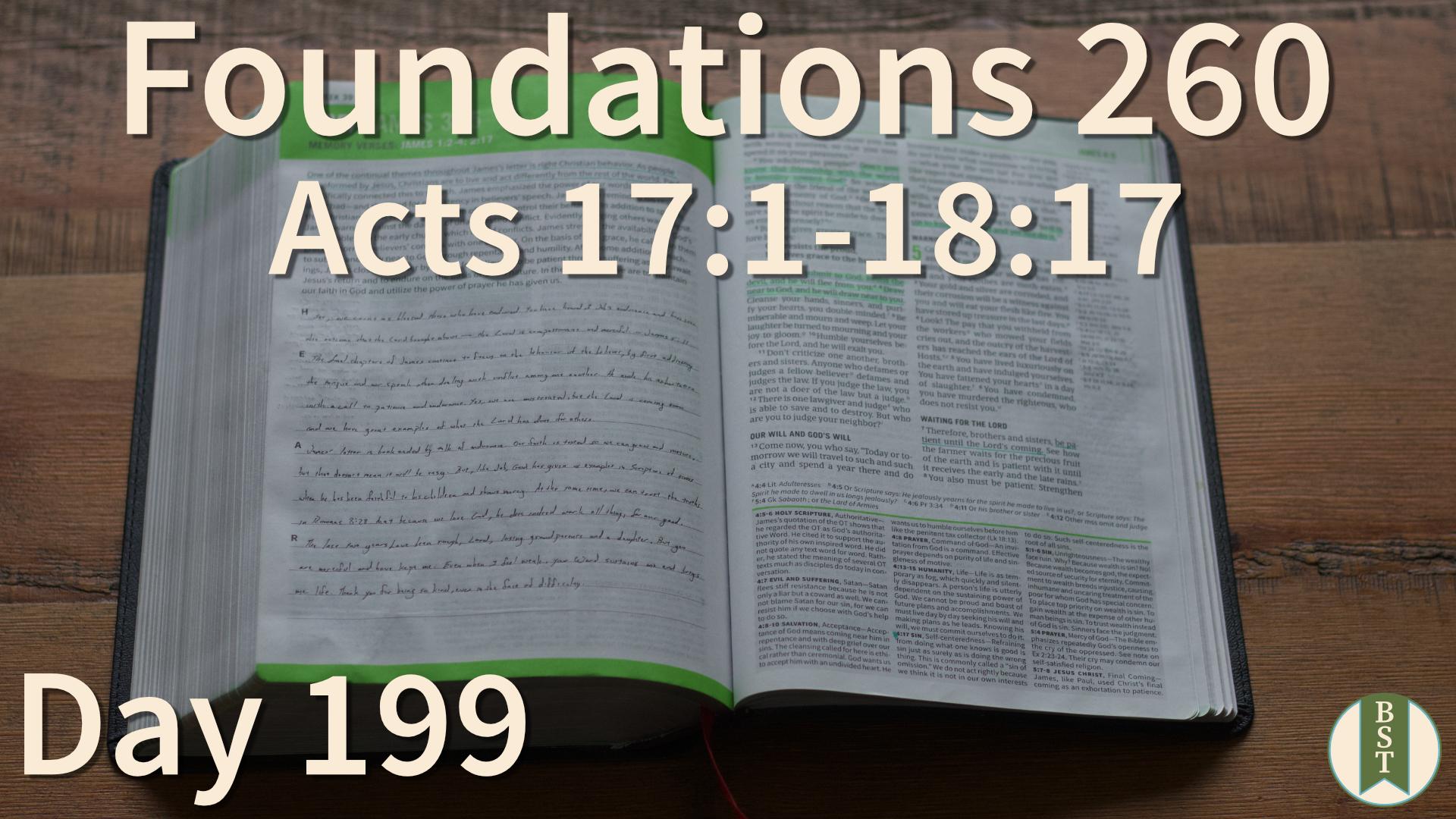 F260 Day 199: Acts 17:1-18:17