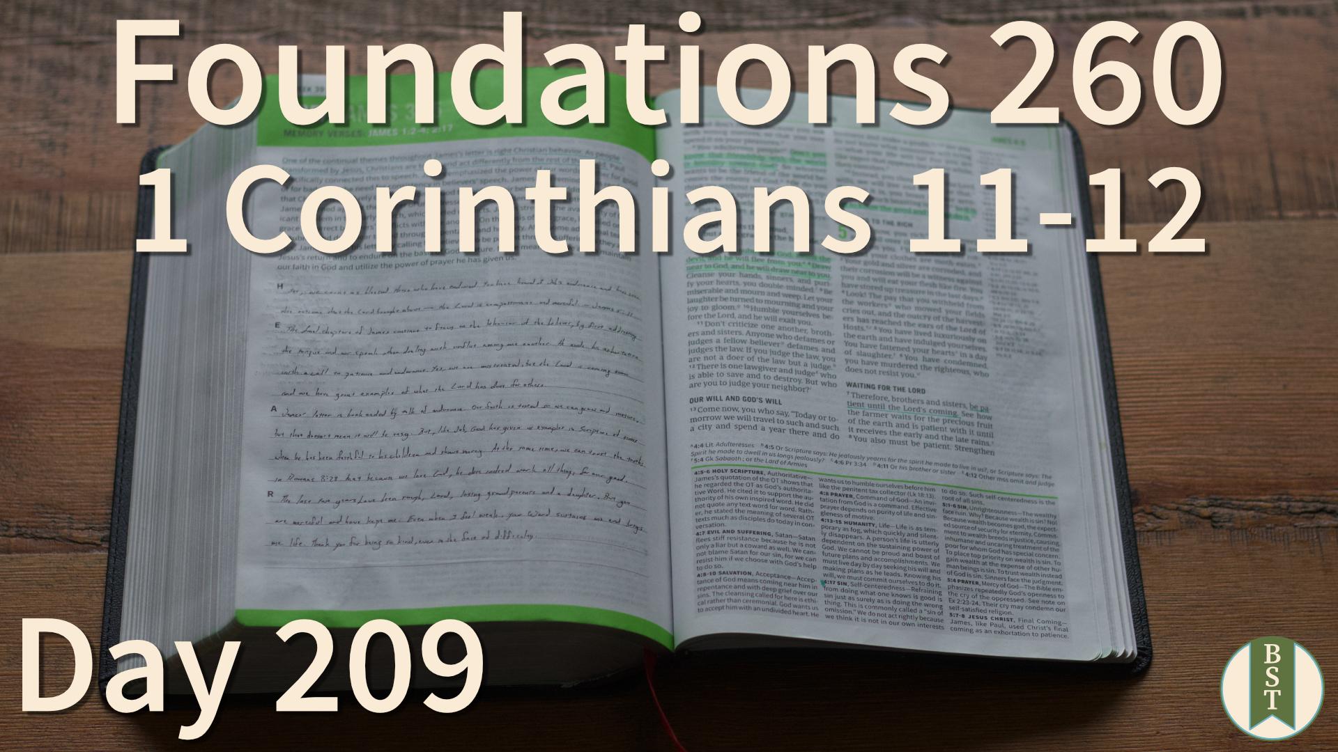 F260 Day 209: 1 Corinthians 11-12